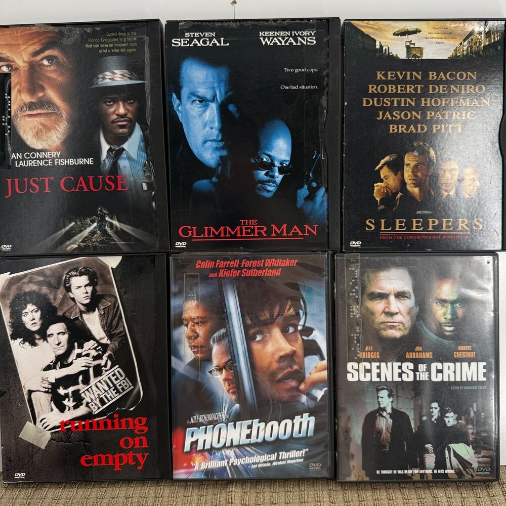 6 DVD Crime Thriller Lot – Phone Booth, Sleepers, Just Cause & More